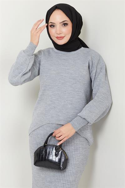 Jile Kazak Triko Takım Gri HM2597