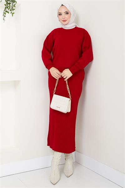 Jile Kazak Triko Takım Kırmızı HM2597