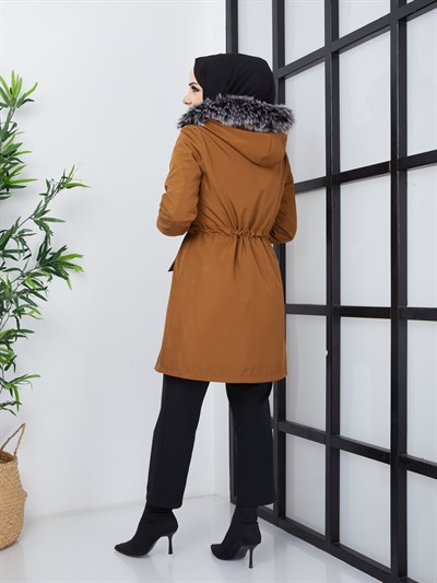 Kadın Kısa Yağmurluk Bondik Mont Taba