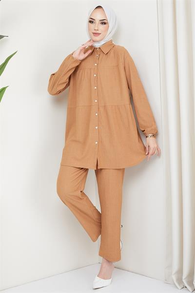 Kat Gömlekli Bürümcük İkili Takım Camel