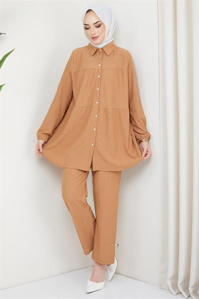 Kat Gömlekli Bürümcük İkili Takım Camel