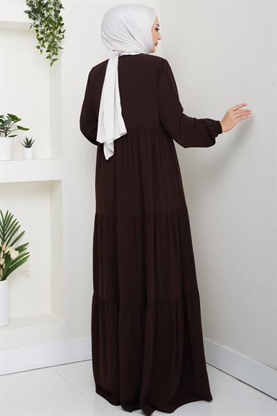 Kat Kat Büzgülü Ferace Acı Kahve HM2735