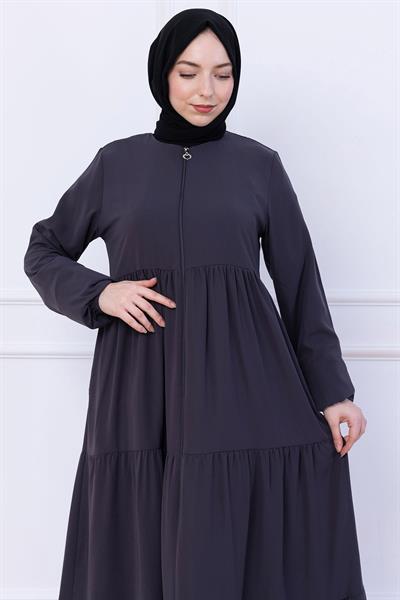 Kat Kat Büzgülü Ferace Füme HM2735