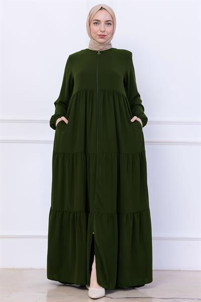 Kat Kat Büzgülü Ferace Haki HM2735