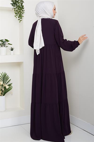 Kat Kat Büzgülü Ferace Mürdüm HM2735