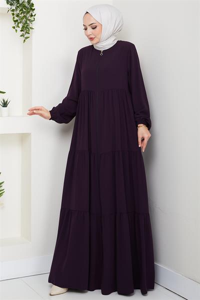 Kat Kat Büzgülü Ferace Mürdüm HM2735