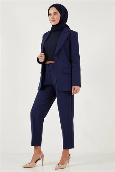 Kemerli Blazer Ceket Lacivert HM262697