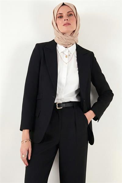 Kemerli Blazer Ceket Siyah HM262697