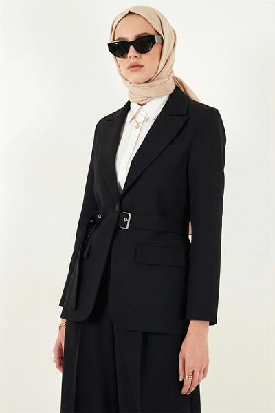 Kemerli Blazer Ceket Siyah HM262697