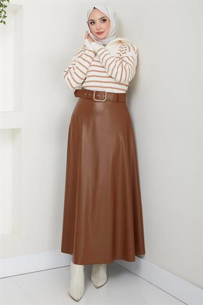 Kemerli Deri Etek Taba HM2641