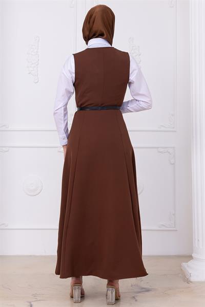 Kemerli Düğmeli Jile Kahverengi HM2741