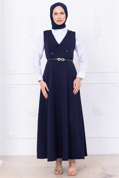 Kemerli Düğmeli Jile Lacivert HM2741