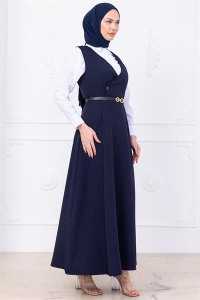 Kemerli Düğmeli Jile Lacivert HM2741