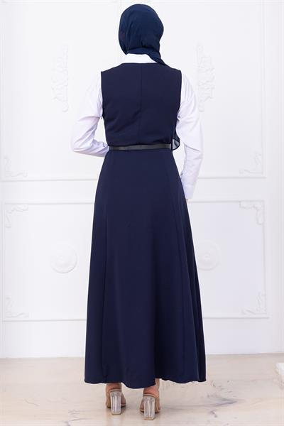 Kemerli Düğmeli Jile Lacivert HM2741