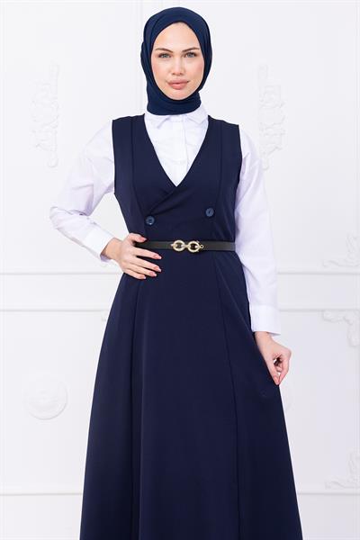 Kemerli Düğmeli Jile Lacivert HM2741