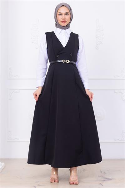 Kemerli Düğmeli Jile Siyah HM2741