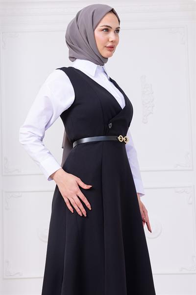 Kemerli Düğmeli Jile Siyah HM2741