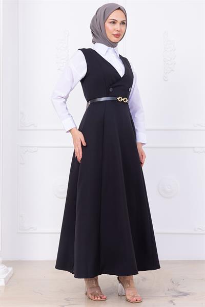 Kemerli Düğmeli Jile Siyah HM2741