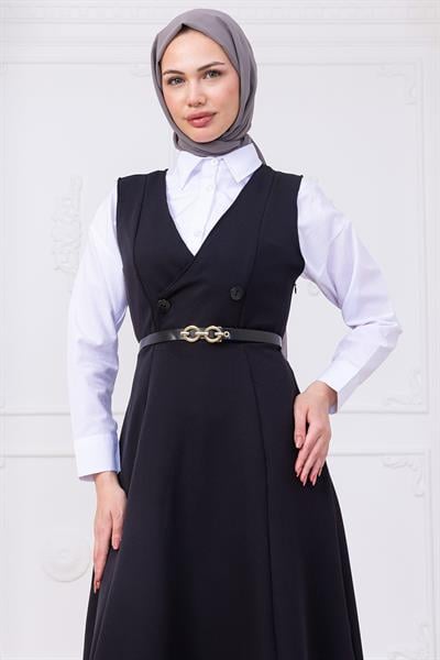 Kemerli Düğmeli Jile Siyah HM2741