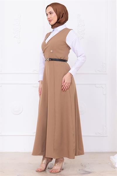 Kemerli Düğmeli Jile Vizon HM2741