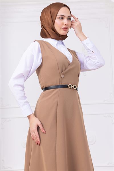 Kemerli Düğmeli Jile Vizon HM2741