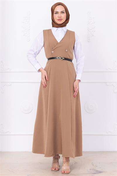 Kemerli Düğmeli Jile Vizon HM2741