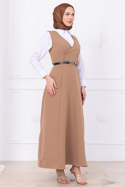 Kemerli Düğmeli Jile Vizon HM2741