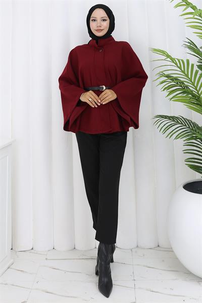 Kemerli Kaşe Panço Bordo HM2842