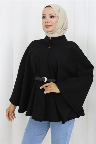 Kemerli Kaşe Panço Siyah HM2842