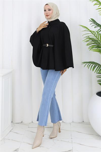 Kemerli Kaşe Panço Siyah HM2842
