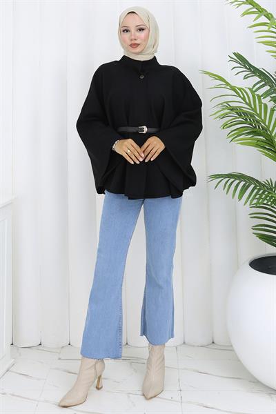 Kemerli Kaşe Panço Siyah HM2842