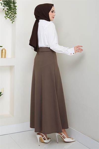 Kemerli Mevlana Etek Kahverengi HM2370