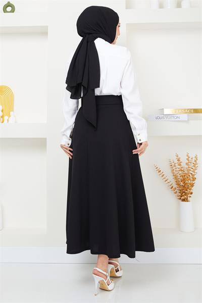 Kemerli Mevlana Etek Siyah HM2370