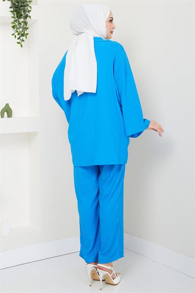 Kimono Pantolon Takım Mavi HM2434