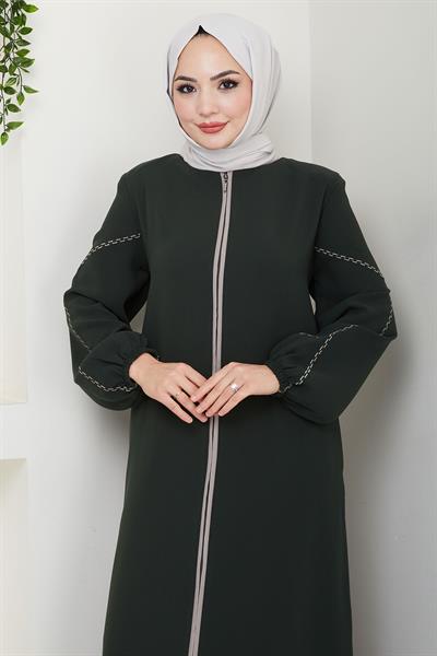 Kolları Nakışlı Ferace Haki HM2721