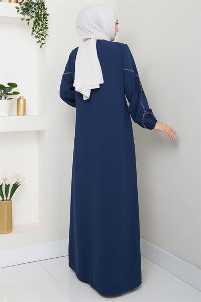 Kolları Nakışlı Ferace İndigo HM2721