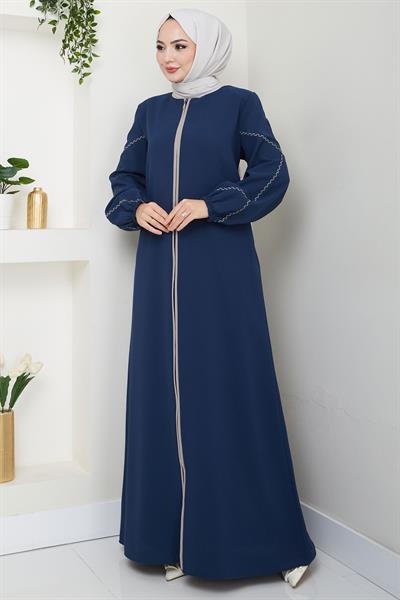 Kolları Nakışlı Ferace İndigo HM2721
