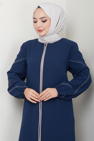 Kolları Nakışlı Ferace İndigo HM2721