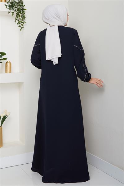 Kolları Nakışlı Ferace Lacivert HM2721