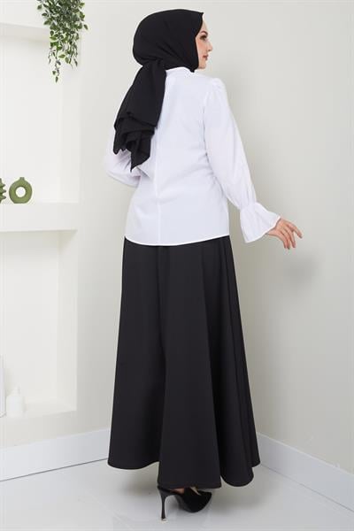 Kolu Lastikli Bluz Beyaz HM2417