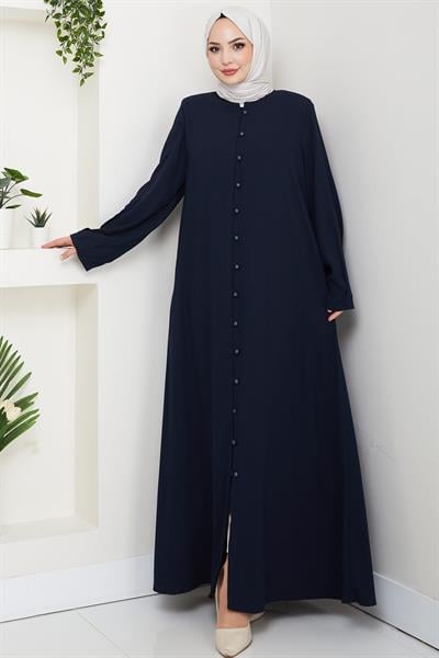 Kolu Pensli Düğmeli Ferace Lacivert HM2861