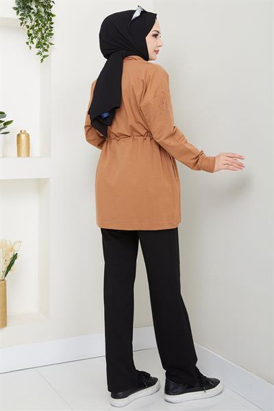 Kolu Taşlı Beli Bağcıklı Takım Camel HM2718