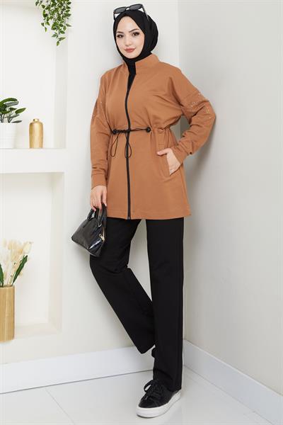 Kolu Taşlı Beli Bağcıklı Takım Camel HM2718