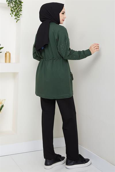 Kolu Taşlı Beli Bağcıklı Takım Haki HM2718