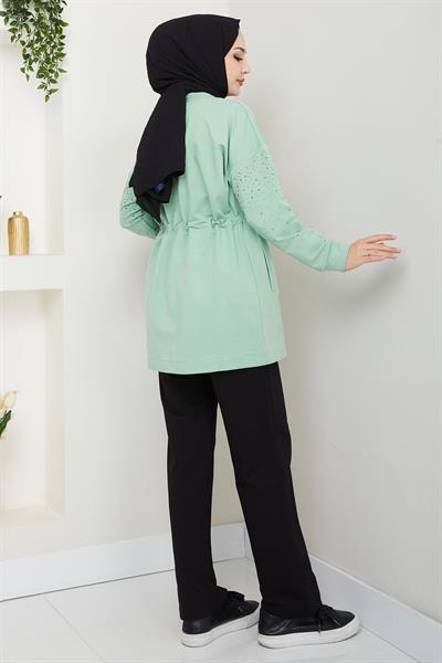Kolu Taşlı Beli Bağcıklı Takım Mint HM2718