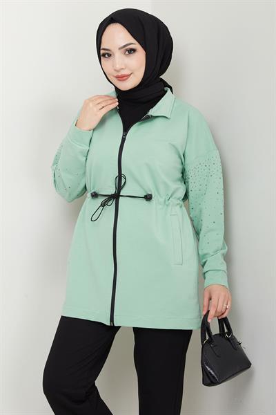 Kolu Taşlı Beli Bağcıklı Takım Mint HM2718