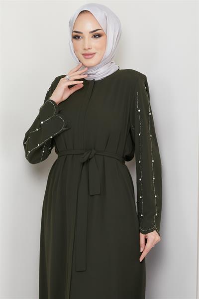 Kolu Taşlı Gizli Patlı Ferace Haki