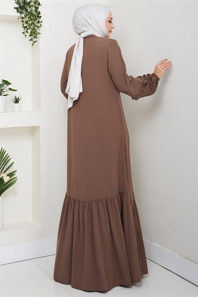 Kolu Volanlı Ferace Kahverengi HM2862