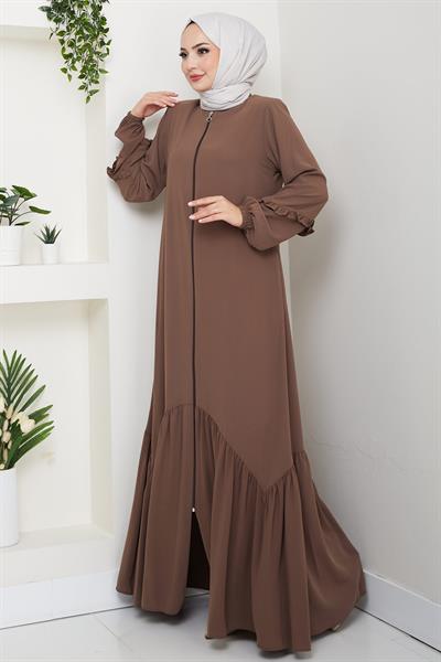 Kolu Volanlı Ferace Kahverengi HM2862
