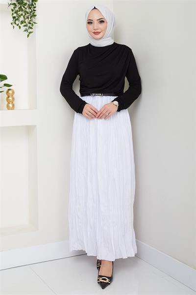 Kraşlı Etek Beyaz HM2706